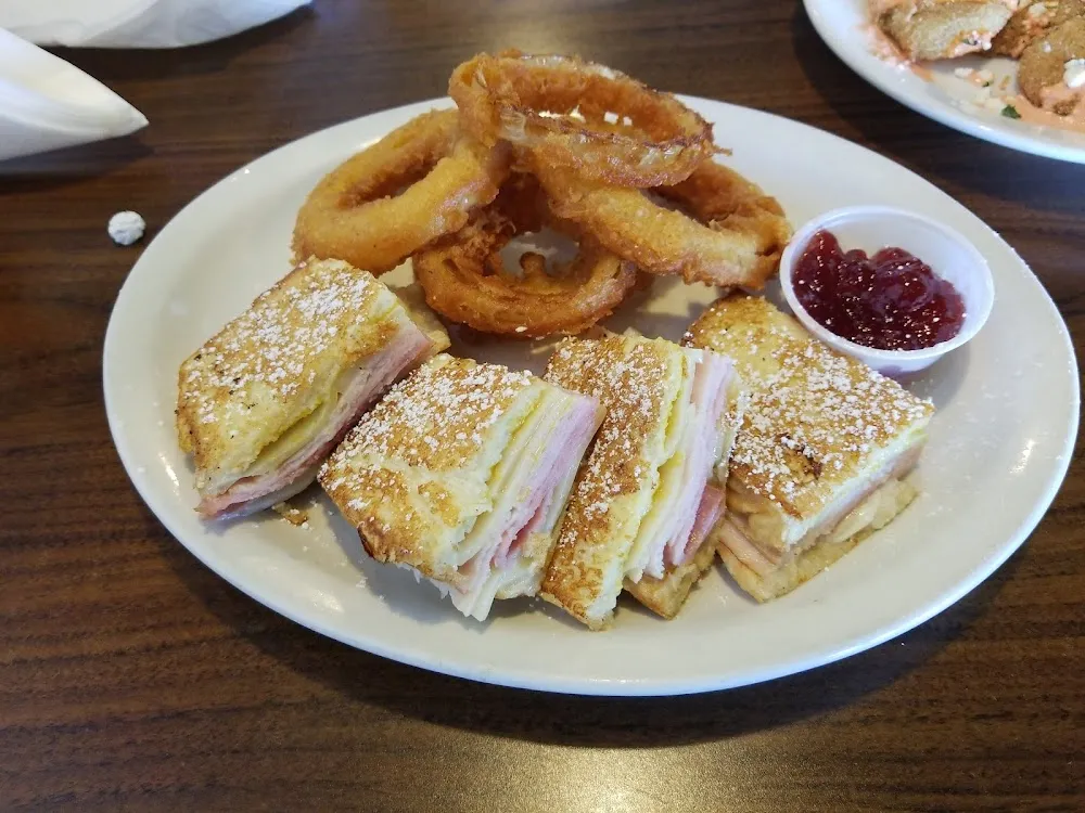 Monte Cristo Sandwich with Homemade Onion Rings