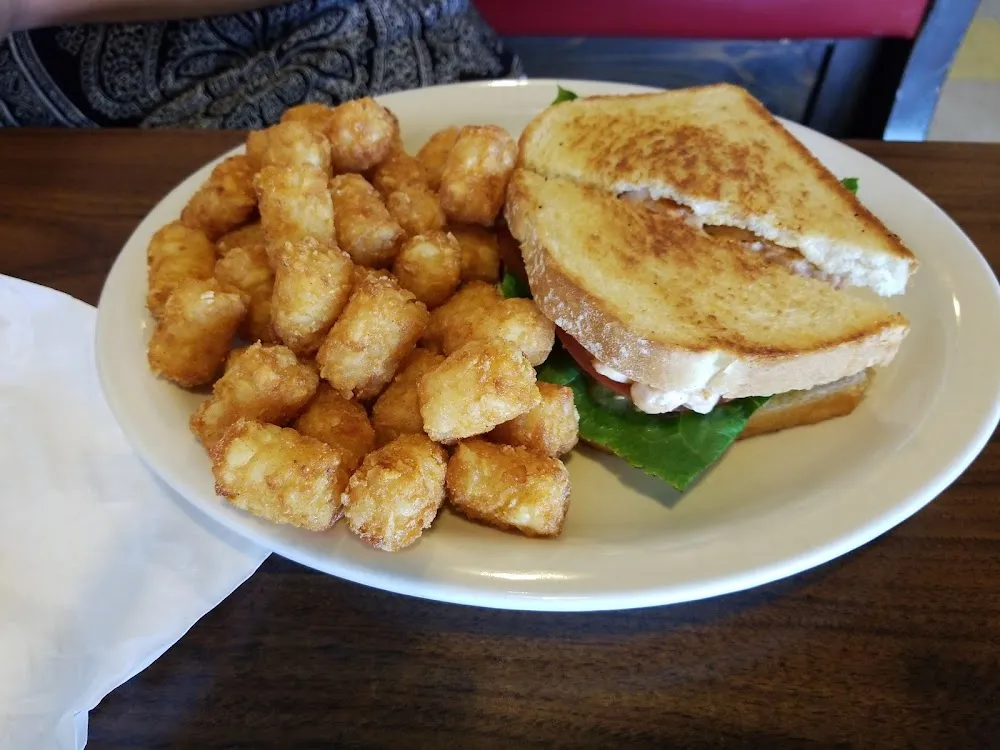 Salmon blt with Tater Tots